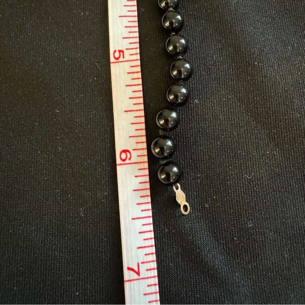 14K Gold Onyx & Malachite Beaded Bracelet – 6.5”